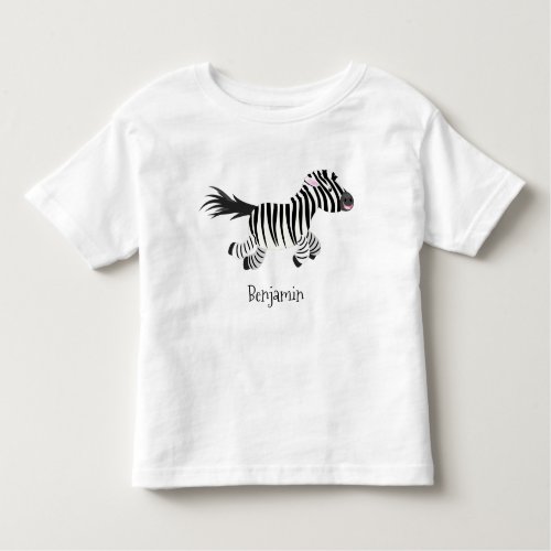 Cute funny zebra running cartoon illustration toddler t_shirt