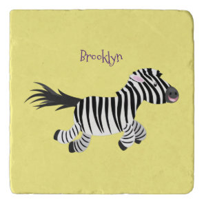 Cute funny zebra running cartoon illustration trivet