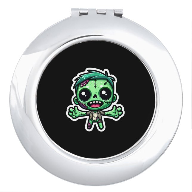 Cute, funny zombie compact mirror (Front)