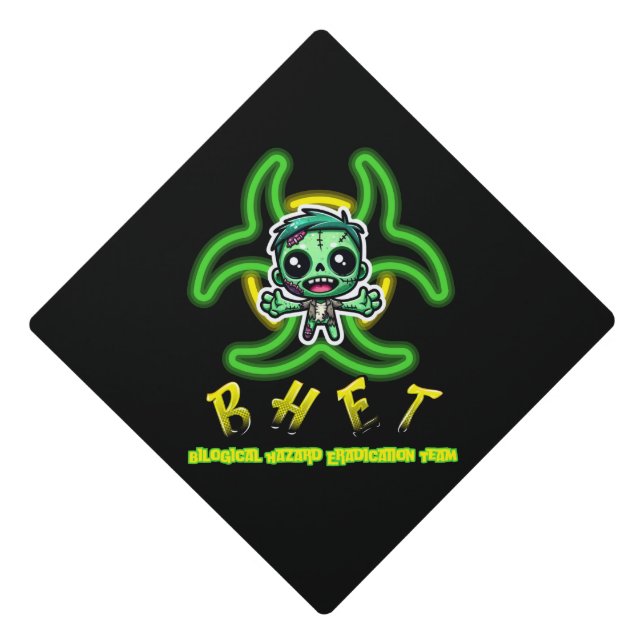 Cute, funny zombie graduation cap topper (Front)