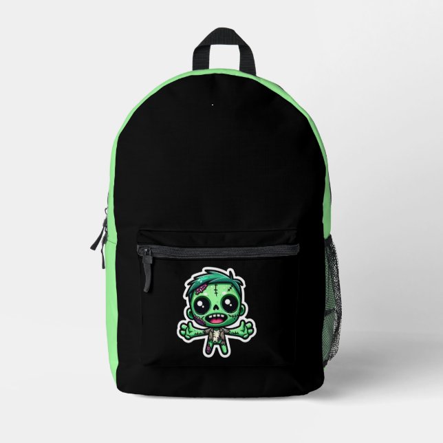 Cute, funny zombie printed backpack (Front)