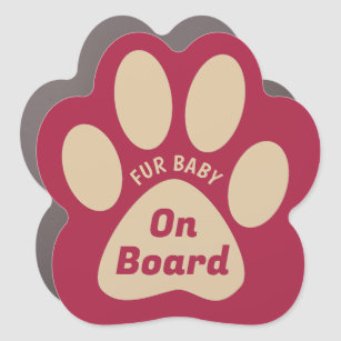 Cute Fur Baby On Board Dog or Cat Car Magnet