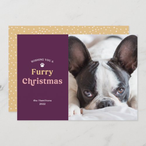 Cute Furry Christmas Pet Holiday Photo Card