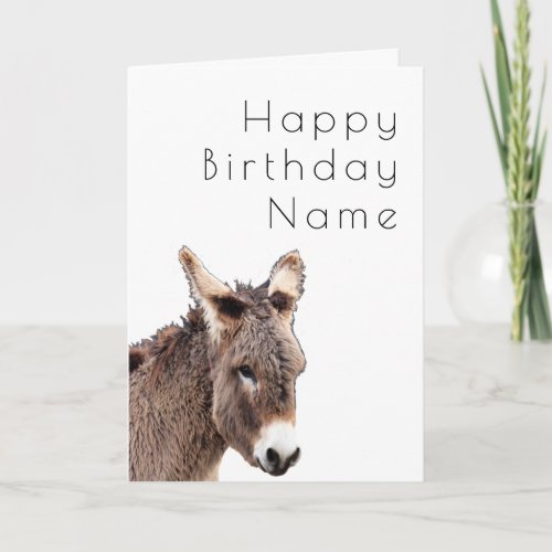 Cute Furry Donkey Deco Birthday Card