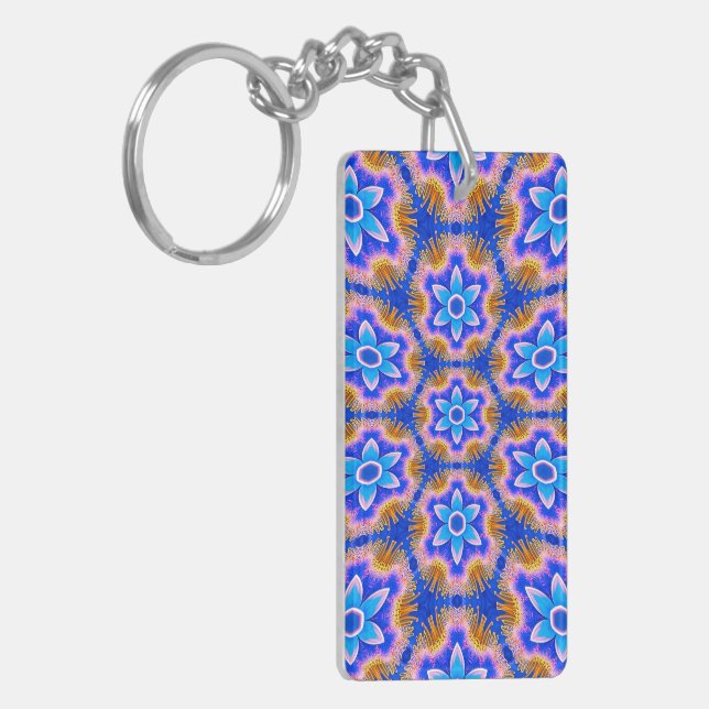 Cute Furry Flowers Pattern Keychain (Front Left)