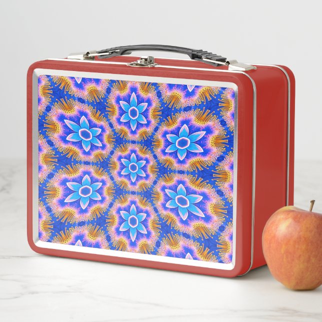 Cute Furry Flowers Pattern Metal Lunch Box (In Situ)
