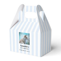 Cute Furry Fox on Blue Grunge Background Birthday Favor Boxes
