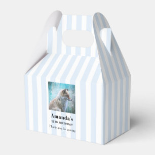 Cute Furry Fox on Blue Grunge Background Birthday Favor Boxes