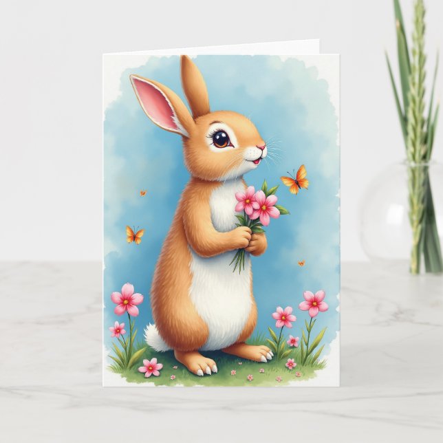 Cute Furry Friend Spring Card (Front)
