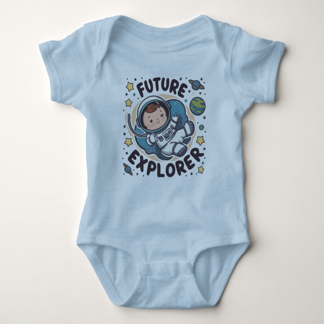 Cute Future explorer space baby Bodysuit (Front)