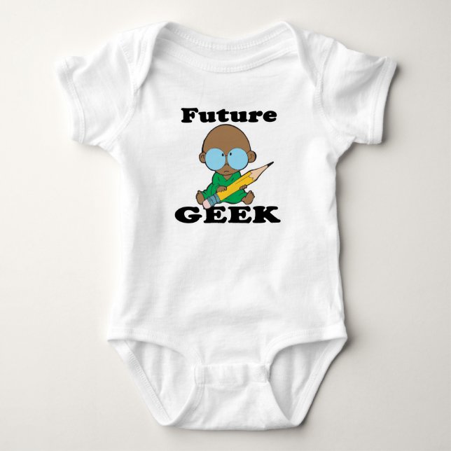 cute future geek black baby bodysuit (Front)