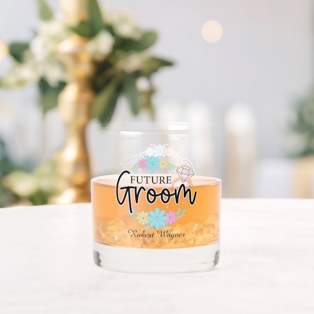 Cute future Groom Wedding add name Whiskey Glass (Insitu (Wedding))