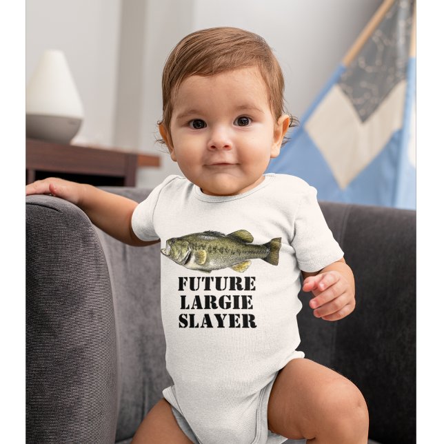 Cute Future Largemouth Bass Slayer Fishing  Baby Bodysuit (Largemouth Bass Fishing Baby Shirt )