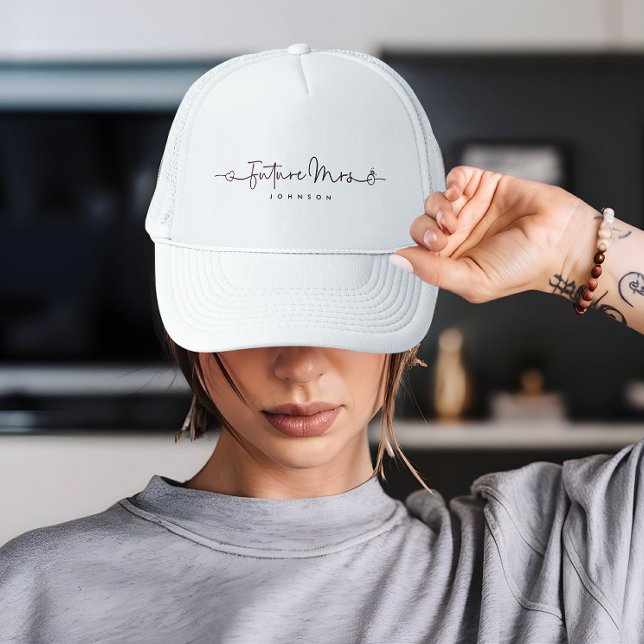 Cute Future Mrs Script Heart Ring Custom Wedding Trucker Hat (Creator Uploaded)