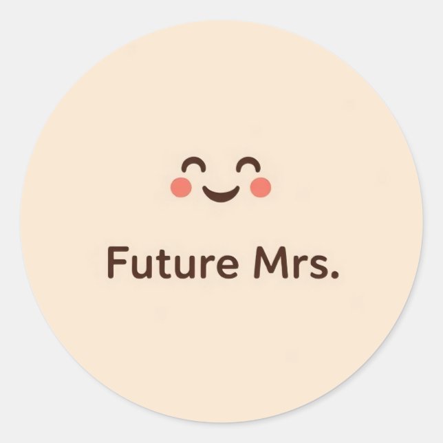 Cute Future Mrs. Smiling Face Wedding Sticker (Front)