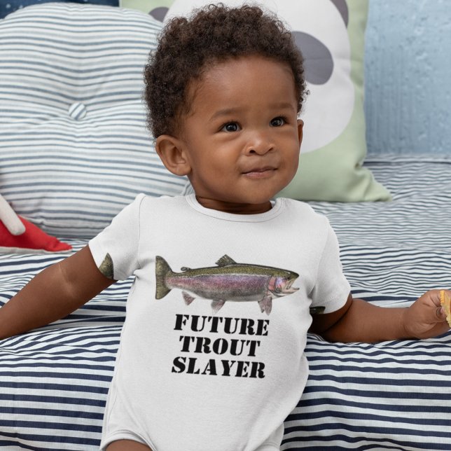 Cute Future Rainbow Trout Slayer Fishing Baby Baby Bodysuit (Creator Uploaded)