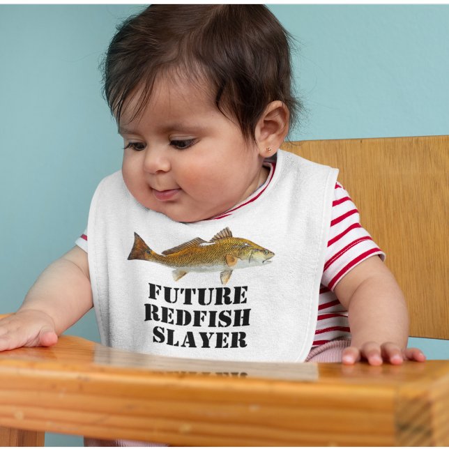 Cute Future Redfish Slayer Fishing Baby  Bib (Creator Uploaded)