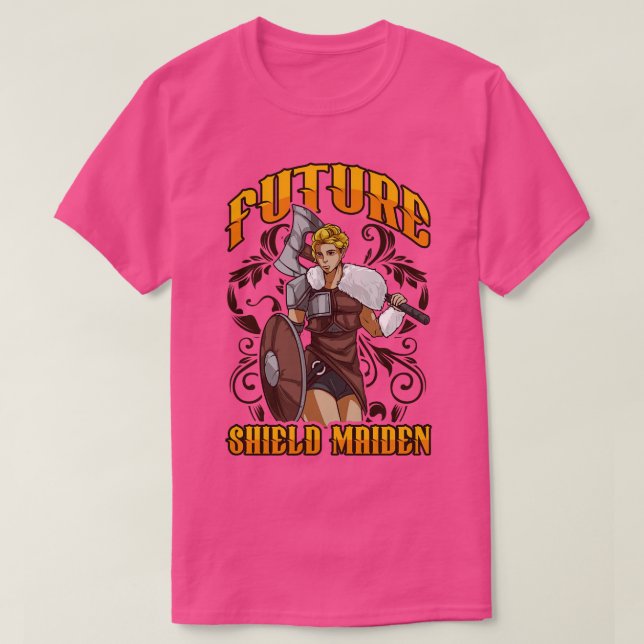 Cute Future Shield Maiden Nordic Viking Warrior T-Shirt (Design Front)