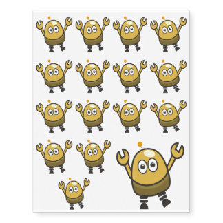 Cute futuristic robot temporary tattoos