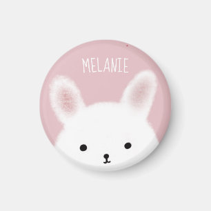 Cute Fuzzy Bunny Pink Personalised Magnet