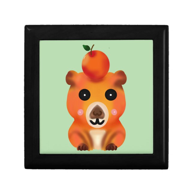 Cute Fuzzy Capybara with Orange | Kawaii Animal Ar Gift Box (Front)
