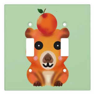 Cute Fuzzy Capybara with Orange   Kawaii Animal Ar Light Switch Cover