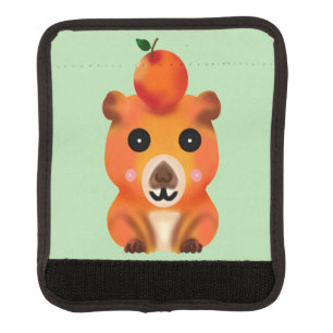 Cute Fuzzy Capybara with Orange   Kawaii Animal Ar Luggage Handle Wrap