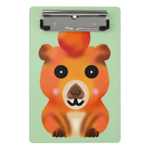 Cute Fuzzy Capybara with Orange   Kawaii Animal Ar Mini Clipboard