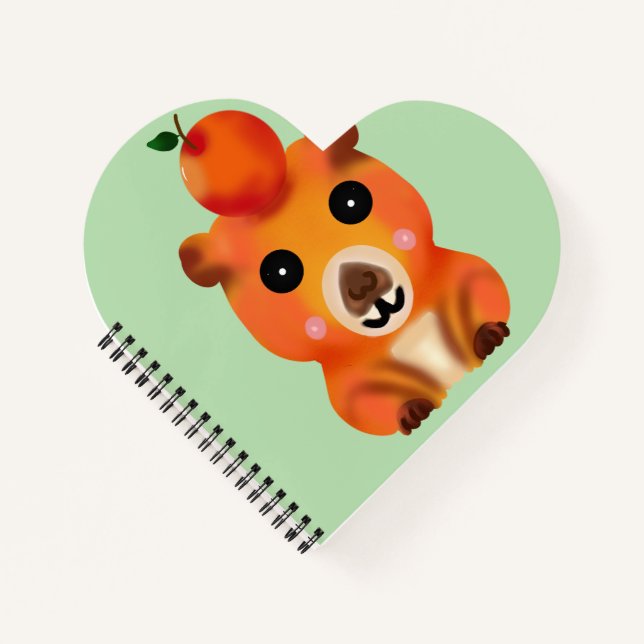Cute Fuzzy Capybara with Orange | Kawaii Animal Ar Notebook (Front)