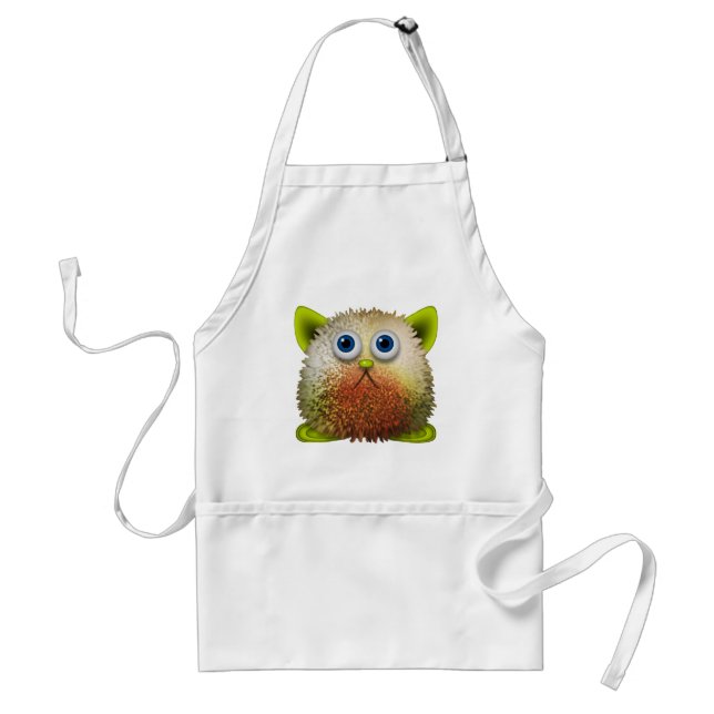 Cute Fuzzy Cartoon Character Art for All Adult Apron (Front)