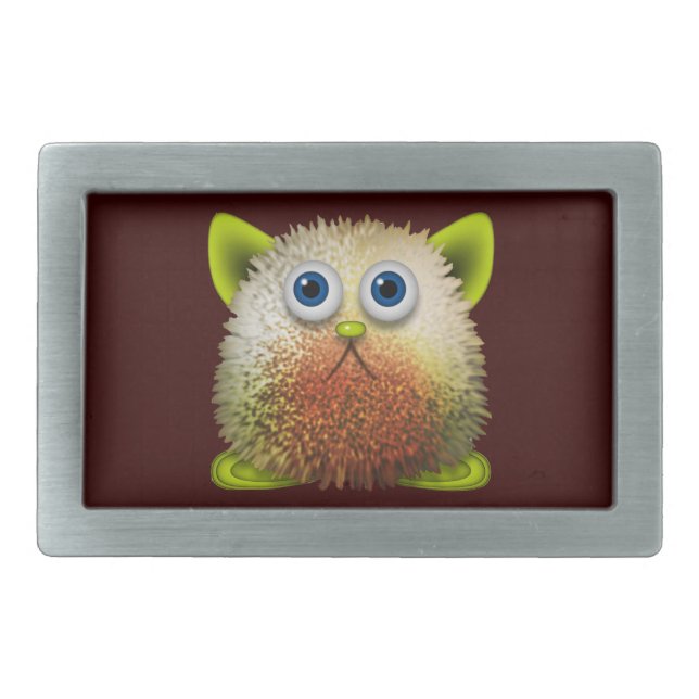 Cute Fuzzy Cartoon Character Art for All Belt Buckle (Front)