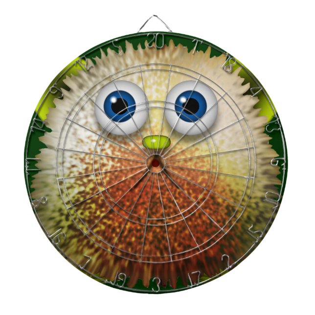 Cute Fuzzy Cartoon Character Art for All Dart Board (Front)