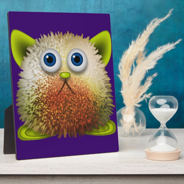 Cute Fuzzy Cartoon Character Art for All Plaque (Side)
