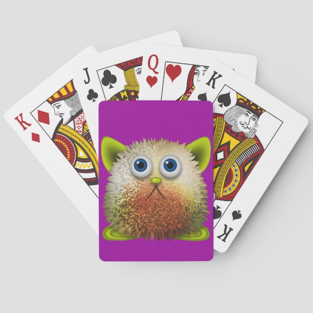 Cute Fuzzy Cartoon Character Art for All Poker Cards (Back)