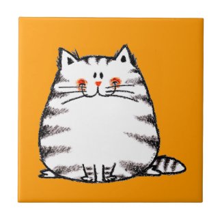 Cute fuzzy cat tile