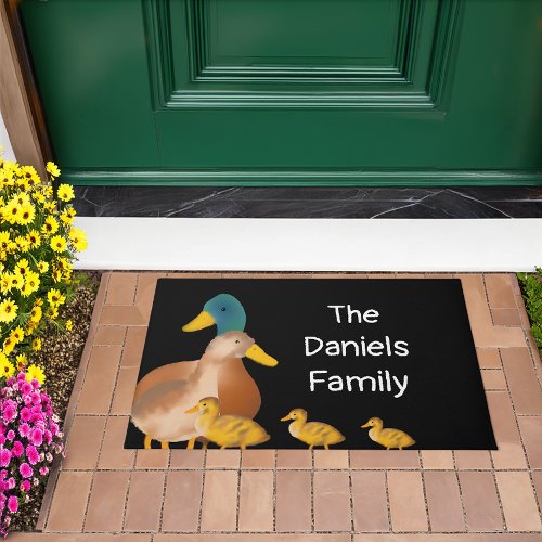 Cute Fuzzy Duck Family Doormat