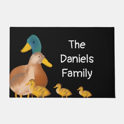 Cute Fuzzy Duck Family Doormat