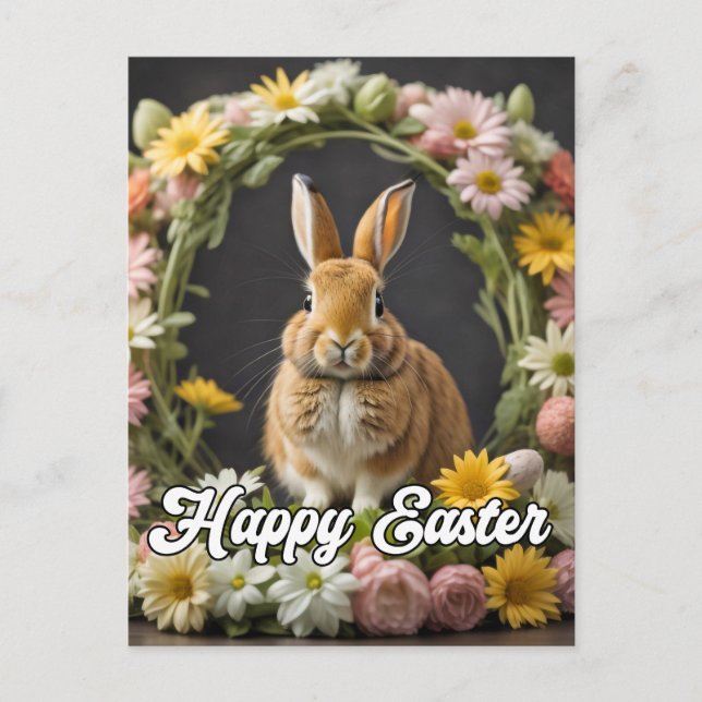 Cute Fuzzy Easter Bunny Rabbit Postcard (Front)