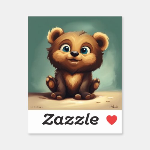Cute fuzzy happy fun bear smiling sticker