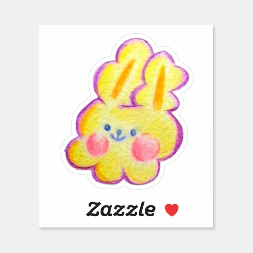 Cute fuzzy party yellow bunny sticker