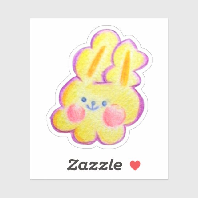 Cute fuzzy party yellow bunny sticker (Sheet)