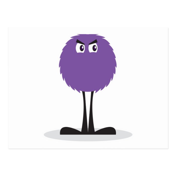 cute fuzzy purple monster post cards