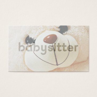 Cute Fuzzy Teddy Bear Babysitter Business Card Cute Fuzzy Teddy Bear Babysitter Business Card