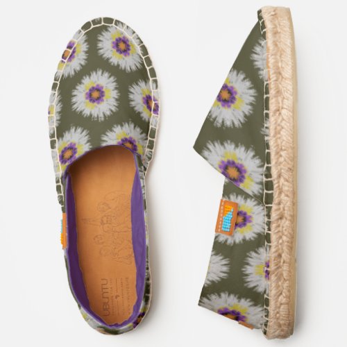 Cute Fuzzy White and Purple Flowers Floral Pattern Espadrilles