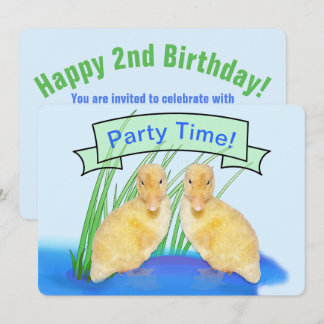 Cute Fuzzy Yellow Ducklings Children's Birthday Invitation