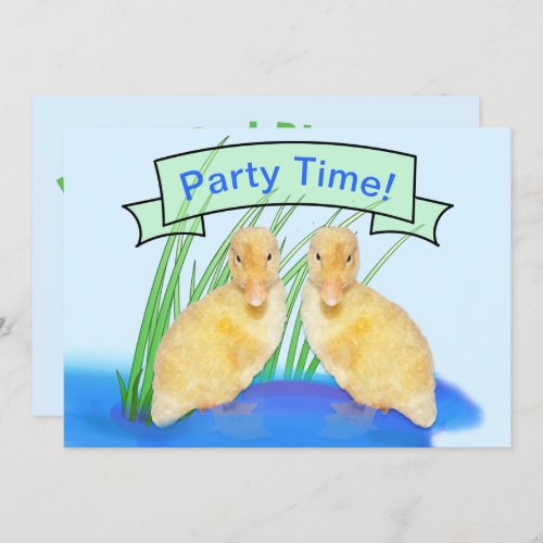 Cute Fuzzy Yellow Ducklings Childrens Birthday Invitation
