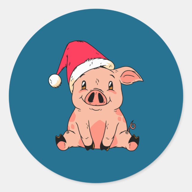 Cute G With Santa Claus Hat Christmas Long Sleeve  Classic Round Sticker (Front)