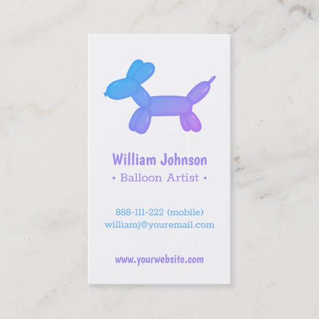 Cute Galaxy Dog Balloon Artist Business Card (Front)