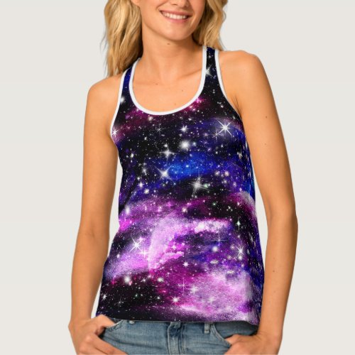 Cute Galaxy Pink Purple Blue Cosmic Pattern Tank Top