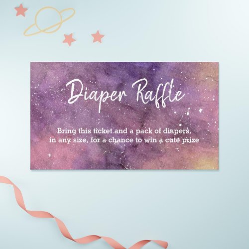 Cute Galaxy Watercolor Baby Shower Diaper Raffle Enclosure Card